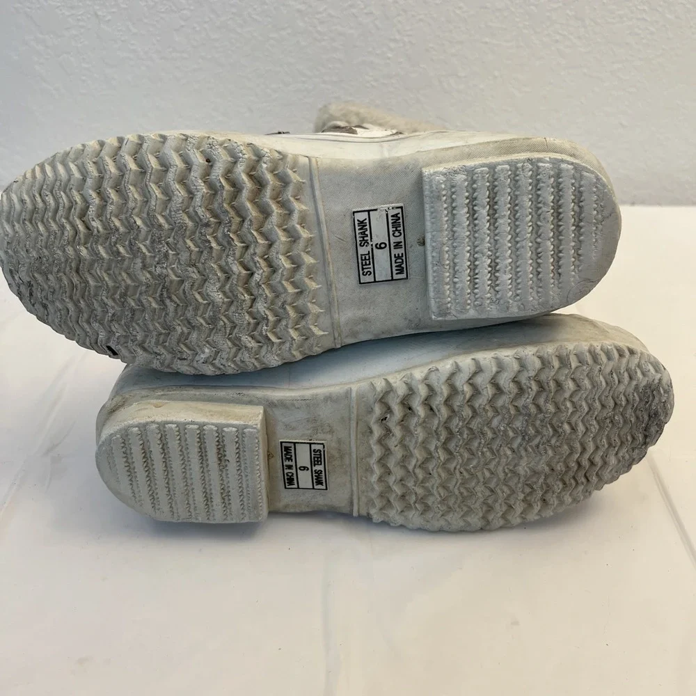 Polaris Winter Snow Boots Womens Sz 6 White‎ Steel Shank Mid Calf Lace Up Lined